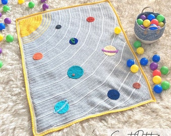 Space Galaxy Crochet Blanket Pattern - Baby Blanket, Children's Afghan, Planets, Solar System, Unique crochet