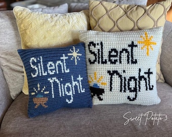 Stille Nacht Kissenbezug, Weihnachten Häkelanleitung, Weihnachten, Weihnachtskrippe, Weihnachtskrippe, Heilige Nacht, Anbetung, Home Decor