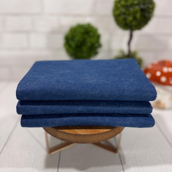 1/2 Yard, 18"L x 36"W Heathered Denim Wool/Rayon Blend Felt