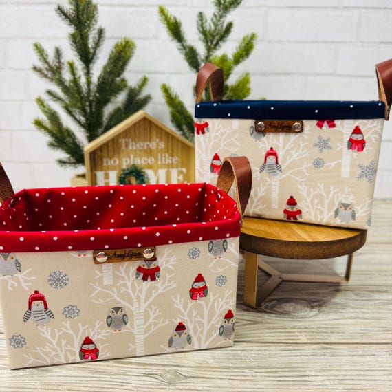 Cozy Winter Owls Fabric Basket