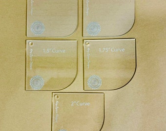 Five Acrylic Corner Curve Cutting Templates in Five Sizes