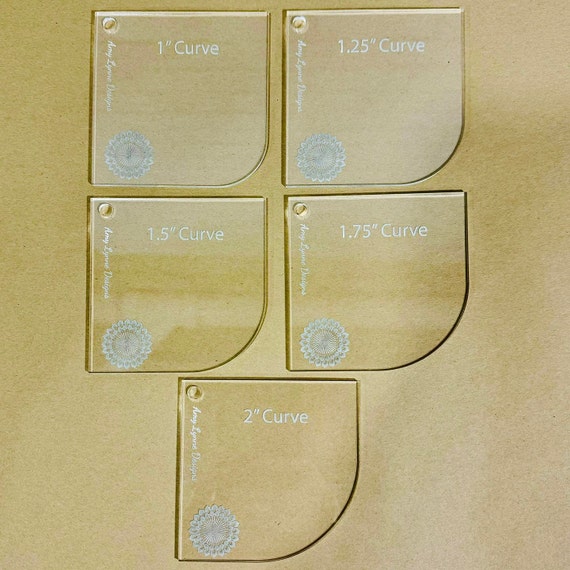 Five Acrylic Corner Curve Cutting Templates in Five Sizes