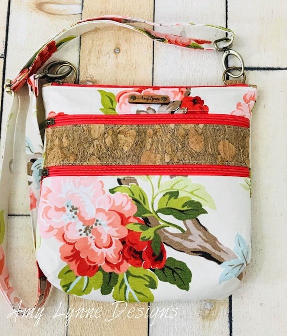 Triple Zip Crossbody Bag, Multi-Zip Bag, Multiple Zipper Bag, Floral Crossbody,
