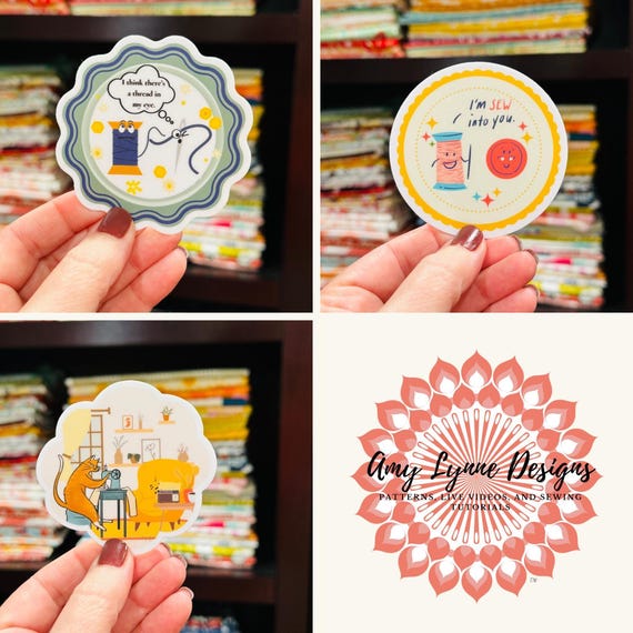 Sewing Sticker Trio | I’m SEW Into You + Thread in My Eye Vinyl Stickers + Whiskers & Stitches Cozy Cat