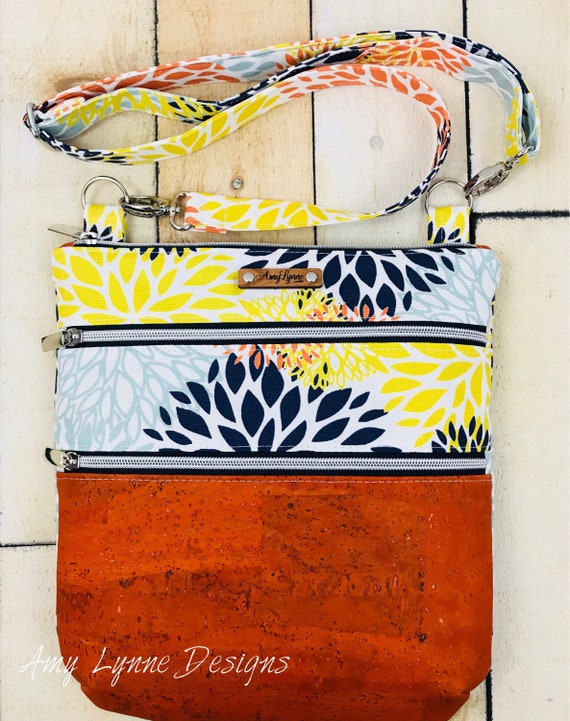 Triple Zip Crossbody Bag, Multi-Zip Bag, Multiple Zipper Bag, Floral Crossbody,