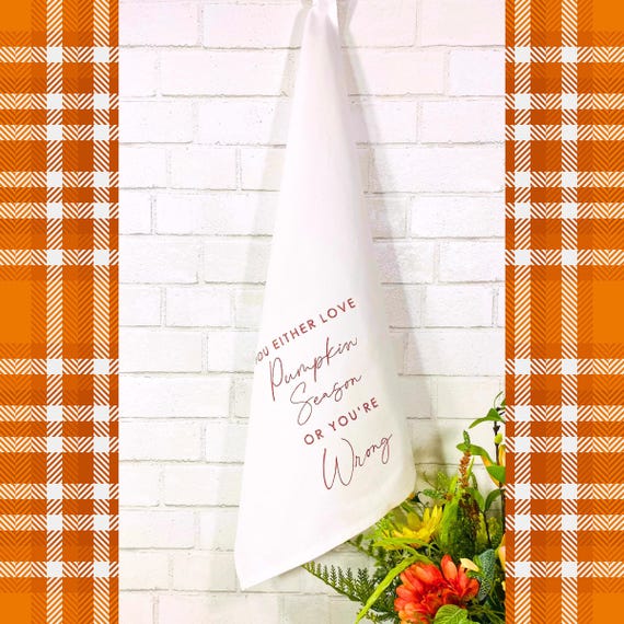 Pumpkin Season Flour Sack Embroidered Towel