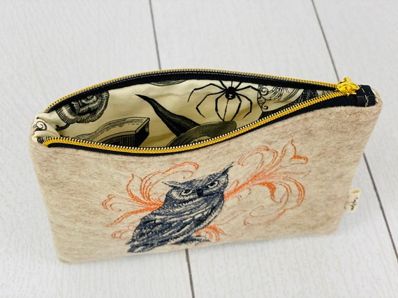 Wool Felt Coin Purse Embroidered "Good Morning Pumpkin"