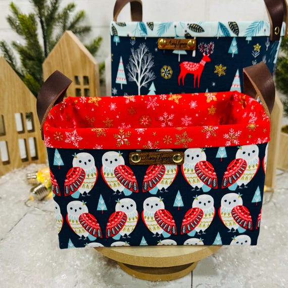 Perfect Catch-All Winter Themed Basket with Nordic Owls