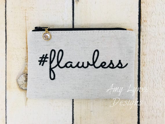 Hastag Flawless Coin Purse, Change Purse, Mini Wallet, Credit Card Pouch, Hashtag Flawless Embroidery