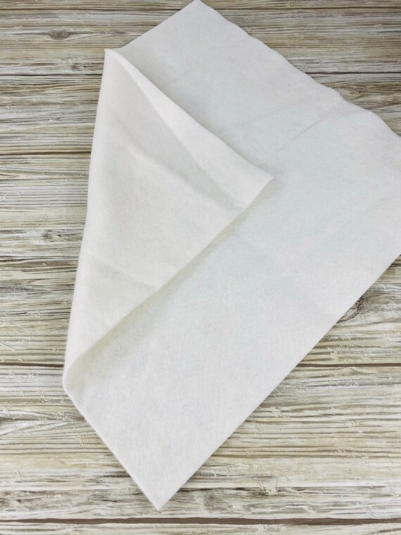 1/2 Yard, 18"L x 36"W White/Cream Wool/Rayon Blend Felt