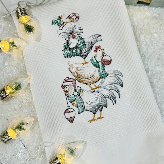 Christmas Farmhouse Chicken Tea Towel