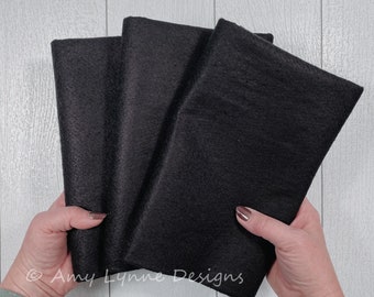 1/2 Yard, 18"L x 36"W Black Wool/Rayon