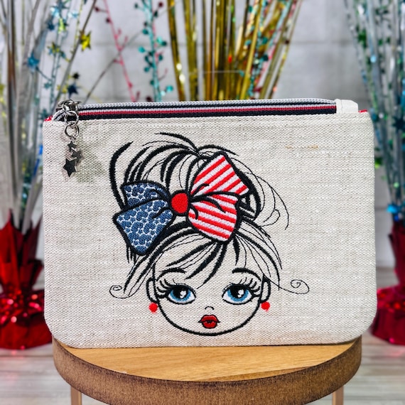 Red, White & Bow Zipper Pouch