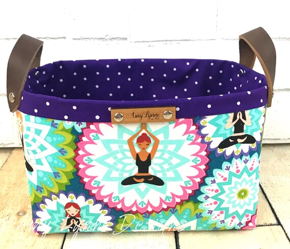 Yoga Fabric Catch-All Basket, Mail Basket, Candy Basket, Napkin Holder, Pantry Basket, Pretty Basket, Fabric Basket, Namaste Fabric
