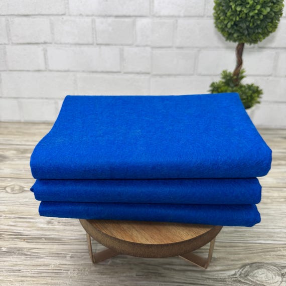 1/2 Yard, 18"L x 36"W Summertime Skies Blue Wool/Rayon Blend Felt