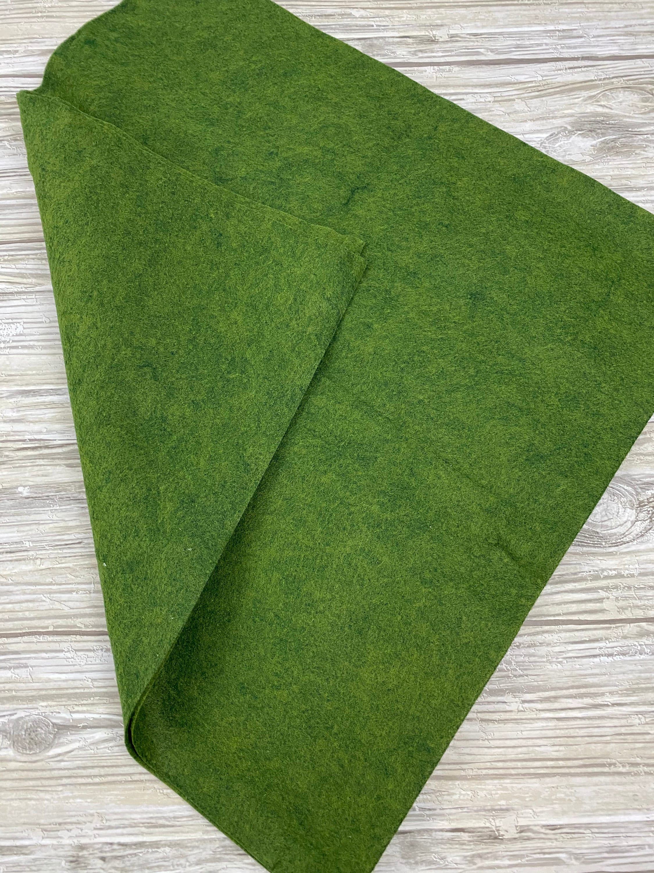 Remnant 21L x 36W Heathered Green Wool/Rayon Blend Felt