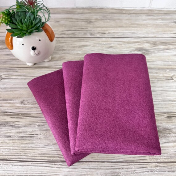 1/2 Yard, 18"L x 36"W Mulberry Wool/Rayon Blend Felt