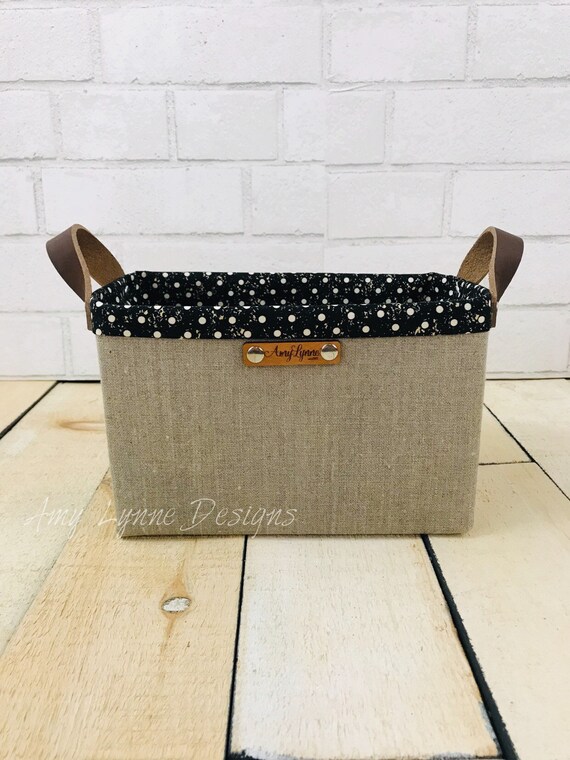 Linen Fabric Catch-All Basket, Mail Basket, Candy Basket, Napkin Holder, Pantry Basket, Pretty Basket, Fabric Basket