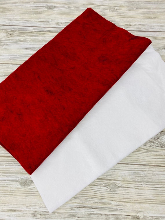 1 Yard Candy Cane Bundle of Wool Blend Felt 1/2 Yard each, 18"L x 36"W, 2 Colors