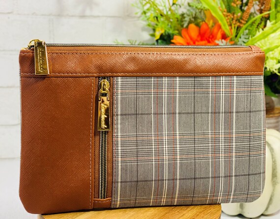 Fall Plaid and Vinyl Clutch