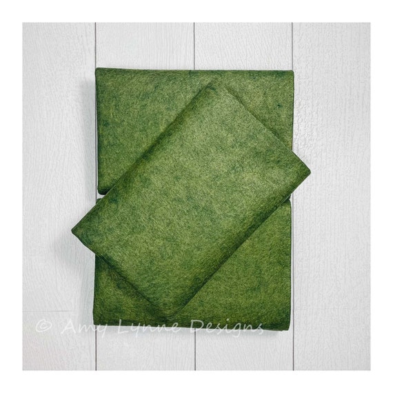 1/2 Yard, 18"L x 36"W Heather Green Wool/Rayon Blend Felt