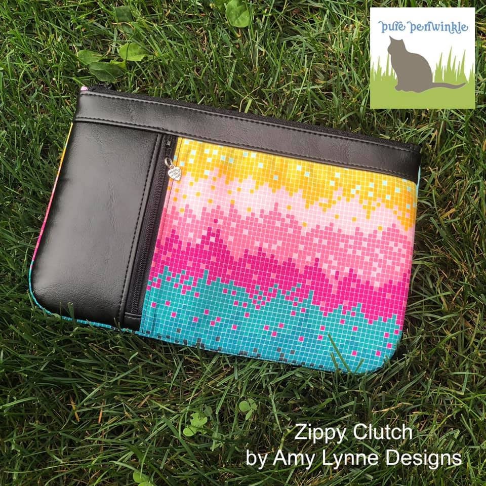 Silver Shimmer & Black Hide Zippy Clutch