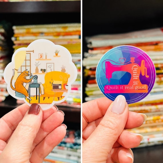 Sewing Sticker Duo – Cat Sewing + Quilt It Real Good