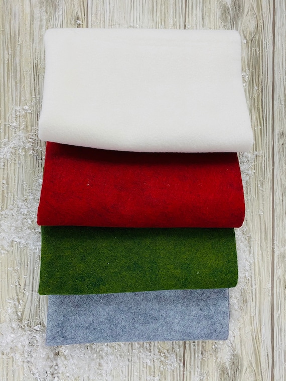 2 Yard Holiday Bundle of Wool Blend Felt 1/2 Yard each, 18"L x 36"W, 4 Colors
