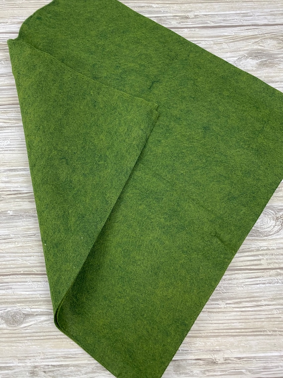 Remnant 13"L x 36"W Heathered Green Wool/Rayon Blend Felt
