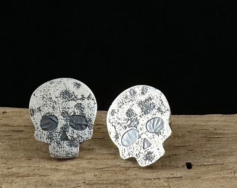 Skull Earrings engraving silver