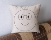 Planear, almohada de algodón, sonrisa, bordado almohadilla, almohadilla del bordado, regalo de aniversario, Smiley, Smiley de cara, planear almohada, almohada de cacao