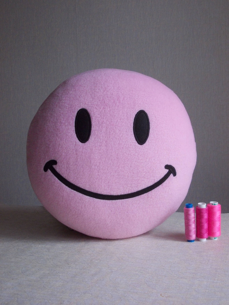 Pale pink smile pillow pastel pink smile pillow pink smiley Etsy
