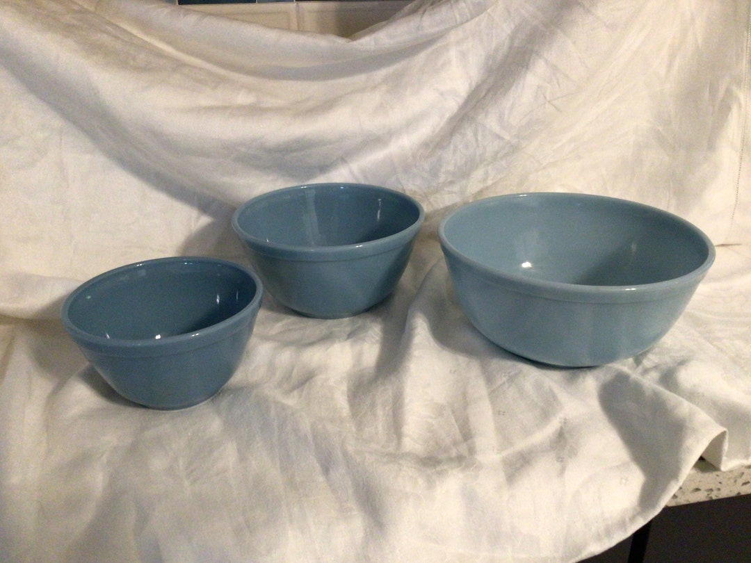 Vintage Pyrex Delphite Blue Nesting Bowl Set 401 402 403 Etsy