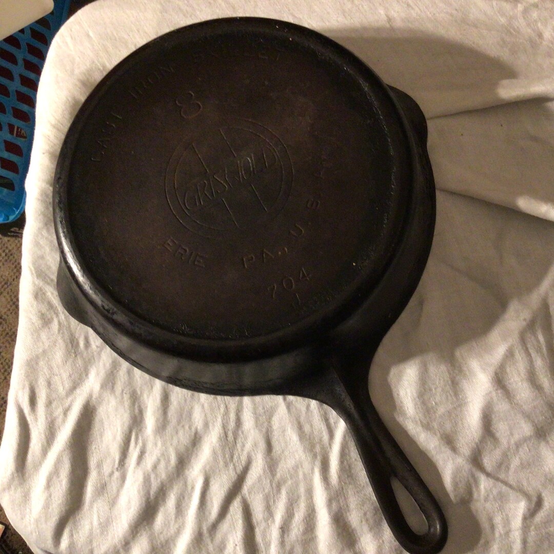 Antique Griswold 704 J Black Cast Iron Skillet Erie Pa 8 Etsy