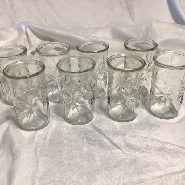 Mid Century Modern Starburst Atomic Juice Glasses Jelly Glasses Anchor Hocking x8 4x2  Retro Bar Glasses