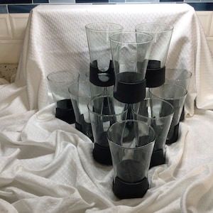 Corning Glass Snap Glasses With Bases x13 5” Pyrex Glasses Black Base All One Money!