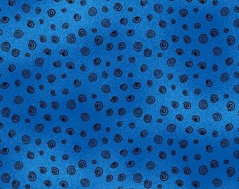 Blue Spirals from Laurel Burch-cut in half yard increments Y4028-90