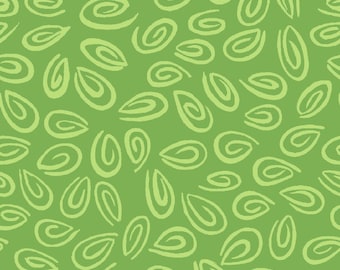 Clothworks Susybee Swirls in Grass Green - Sold in 1/2 yard increments