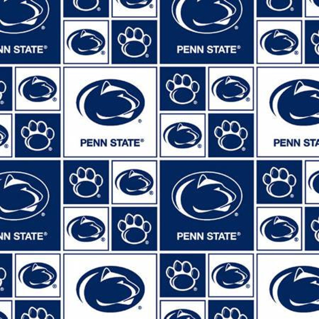 Penn State Skyel Fabric Blue and White Penn State Blocks Sold in 1/2