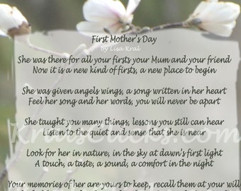 First Mothers Day Without Mum High Resolution Instant Download 5x7 Missing MUM Mother Mommy Mama Ma Poem Comforting Words Mom Spring Tribute