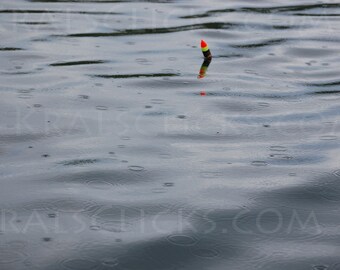 Lake Home Decor Photograph Bobber Fishing Rain Water Home Office Wall Art Nature Photography Fine Art Up North Cabin Decorate Your Walls