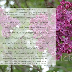 Graduation Instant Download Gedicht voor degenen die hun oma verloren 8x10 afstuderen met grootmoeder dit jaar Lilac Purple Color Digital File
