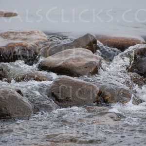 Rocks Photograph, Water Over Rocks, Fine Art Photography, Nature Photography, home office wall decor, Lake Photograph, Up North Cabin Decor