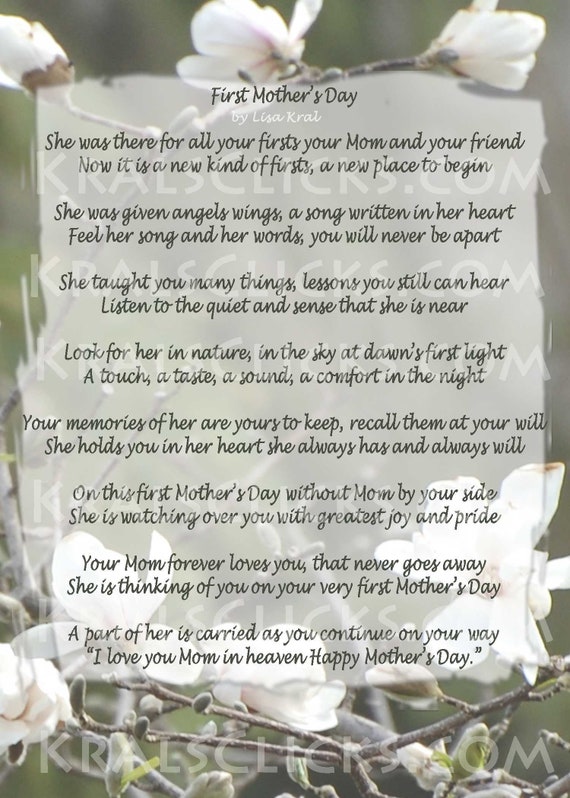 First Mothers Day Poem First Mothers Day Without Mom High Resolution Instant Download | Etsy India