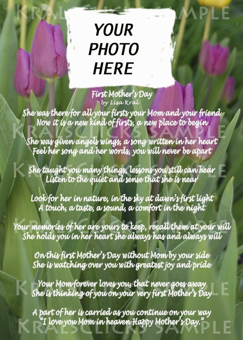 First Mothers Day Without Mom High Resolution Instant Download 8 x 10 Missing Mom Mother Mommy Mama Ma Poem Comforting Words image 1
