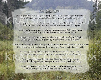 First Fathers Day Without Dad High Resolution Instant Download 8 x 10 or 5 x 7 Missing Dad Father Daddy Papa Pop Poem Comforting Words
