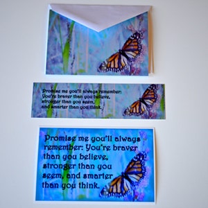 Photograph, card and bookmark set or buy separately Graduation Friend Child Self Spouse Gift Butterfly digital art blue green purple orange image 3