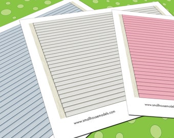 Lundby Exterior Siding Wallpaper, 1:18 Scale, 3 Seamless Vinyl Siding Miniature Wall Patterns in 3 Colors, Printable PDF