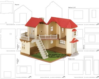 Modèle de papier peint bricolage Calico Critters Téléchargement PDF imprimable pour maison de ville de luxe