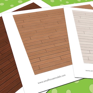 Lundby Dollhouse Flooring, 1:18 Scale, 3 Seamless Cedar Wood Decking Miniature Floor Patterns in 3 Colors, PDF imprimable
